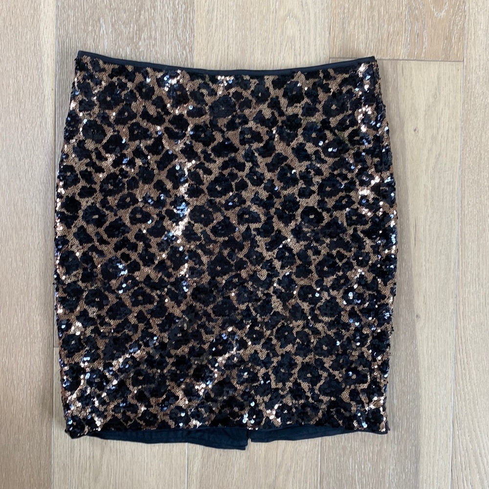 Sequin leopard pencil skirt from Cache size 6